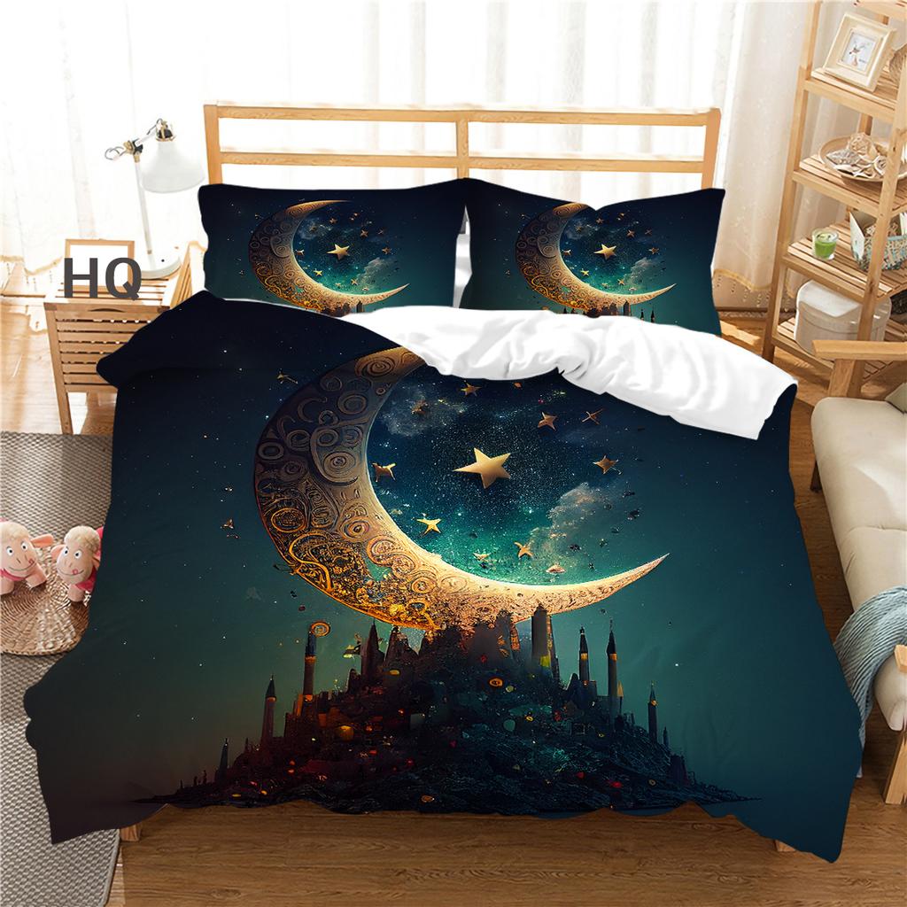3D Printing Ramadan Bedding Set Moon Theme Duvet Cover Single/double Bed Teens Adults Cover Gift