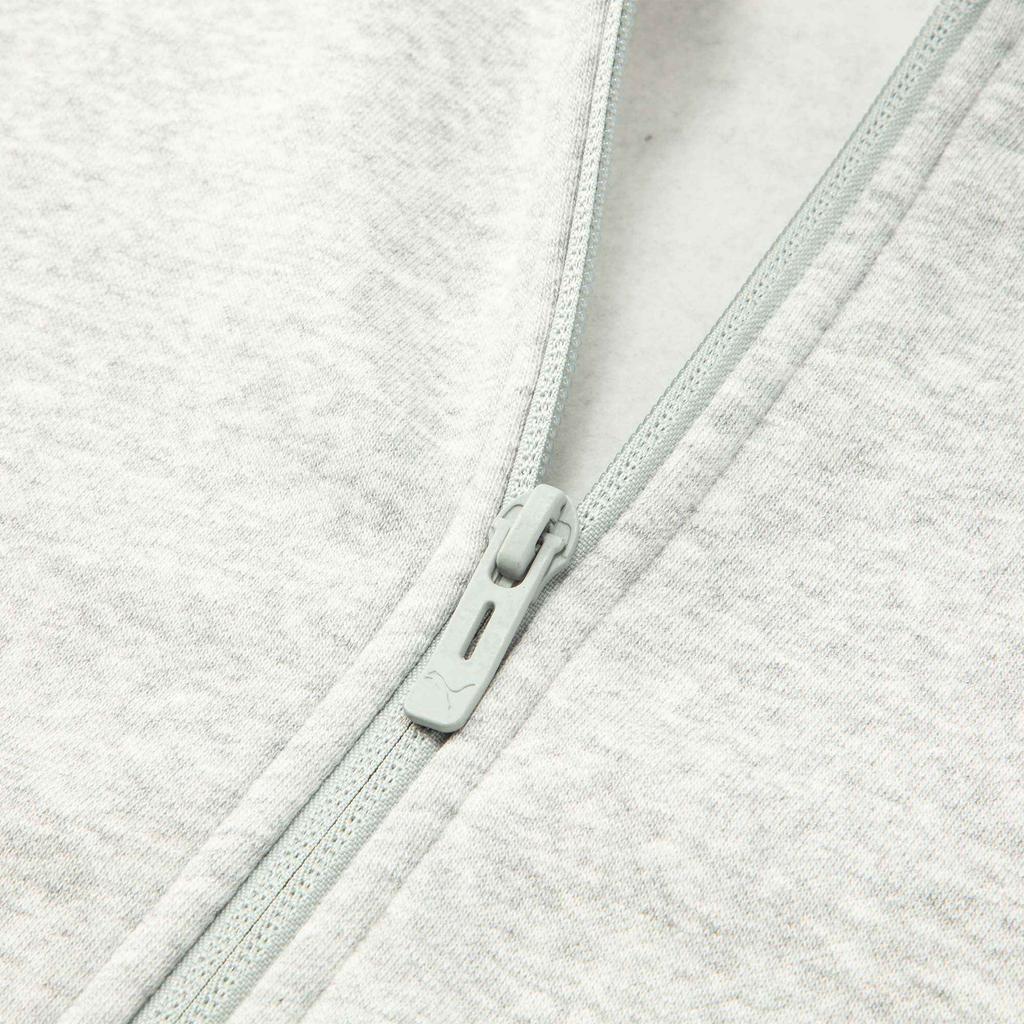 PUMA Sweatshirt Comfortable Casual Fleece Lined Hooded Zippers Long Sleeved Light Mixed Gray 676346-04