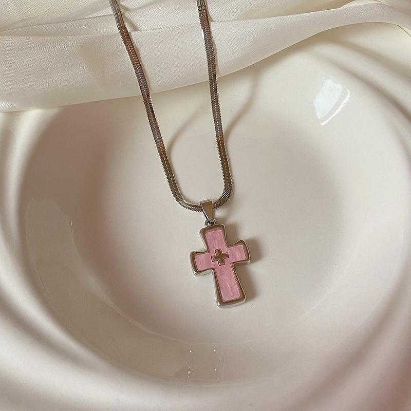 Y2K Cross Pendant Necklace with For Women Girls Gothic Punk Metal Cross Sweater Chain Unique Fashion Jewelry Accessories Gifts