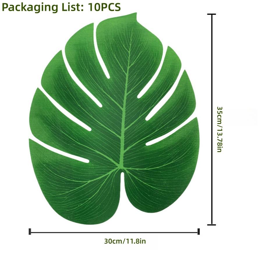 10/56pcs Tropical Palm Leaves Set - Artificial Safari Jungle Leaf Decorations with Stems for Party Home Accents