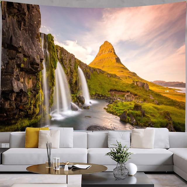 

Гобелен с лесным водопадом, настенный декор в стиле бохо, домашний декор, пейзажные гобелены, украшение для спальни, Kawaii, декор для комнаты, настенное искусство 95x73cm