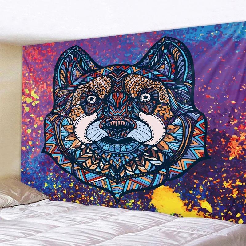 Home Decor Mysterious Jungle Animal Tapestry Character Lion Tiger Leopard Art Tapestry Mandala Bohemian Hippie Psychedelic
