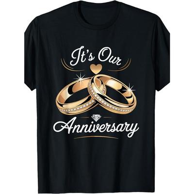 Taglie europee Questa È la Nostra Maglietta per Anniversario di Matrimonio per Marito e Moglie, Maglietta da Uomo, Nera, Girocollo, Lavabile in Lavatrice, Regalo,