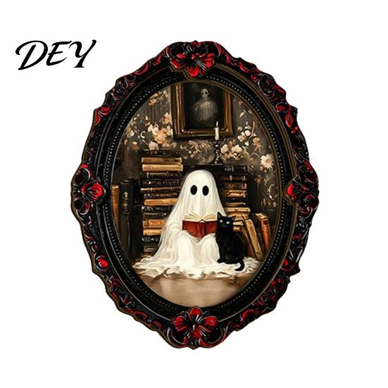 Halloween Collectible Magnets Dark Style Refrigerator Magnet, Retro Gothic Oval Photo Party Supplies Frame Decorative Magnetic Sticker for Metal