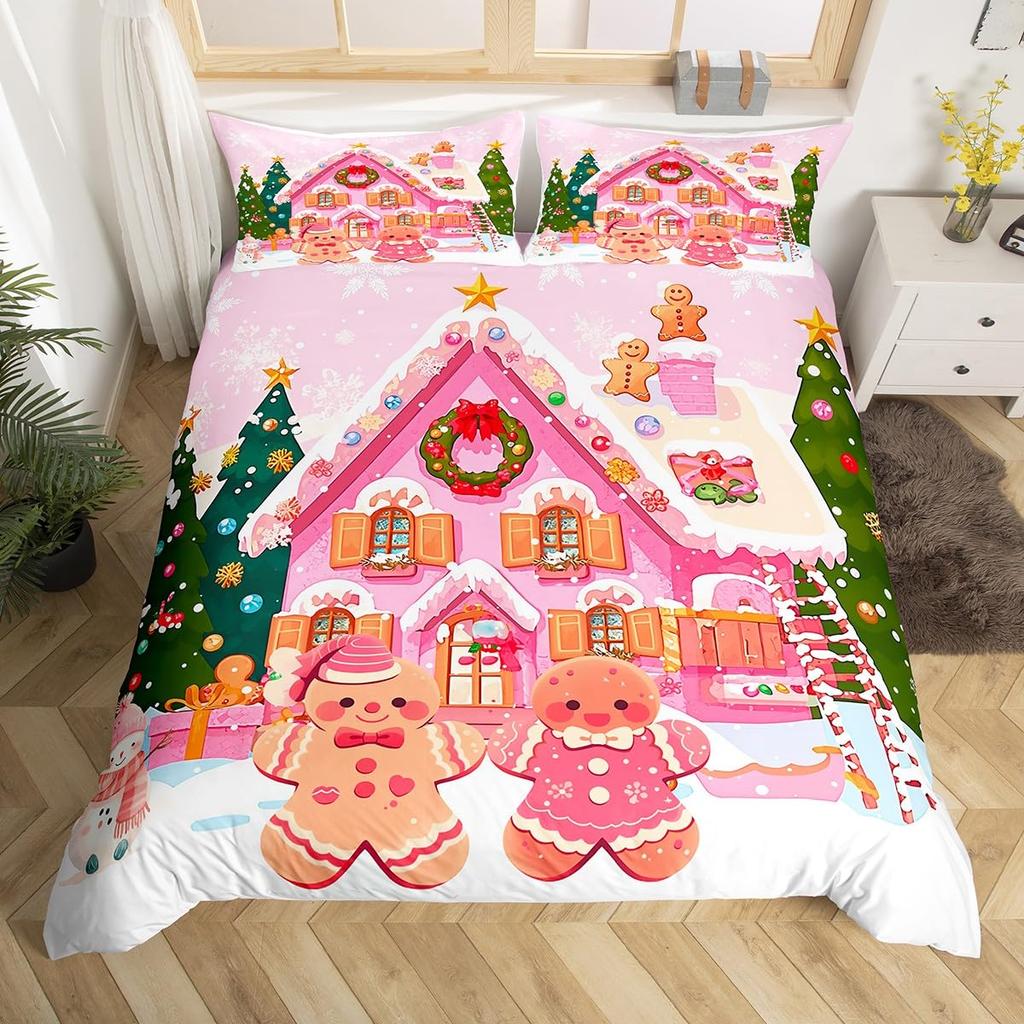 Gingerbread Duvet Cover Sets for Kids Queen Quilt Covers Lightweight Down Bedroom Decor 2 Pillowcases 1 Duvet Cover No Comforter