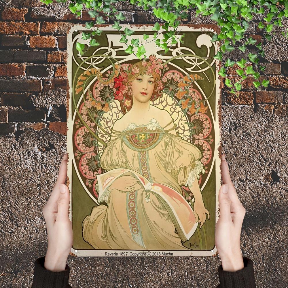 Vintage Art Nouveau Woman Tin Sign Retro Metal Panel Home Bar Cafe Decor