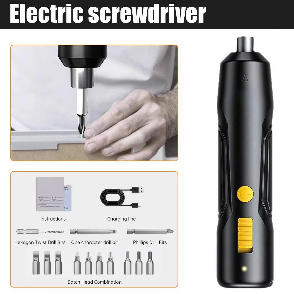 15Pcs Handheld Electric Screw Driver with 13Pcs Bit Hand Drill Power Tool  Home