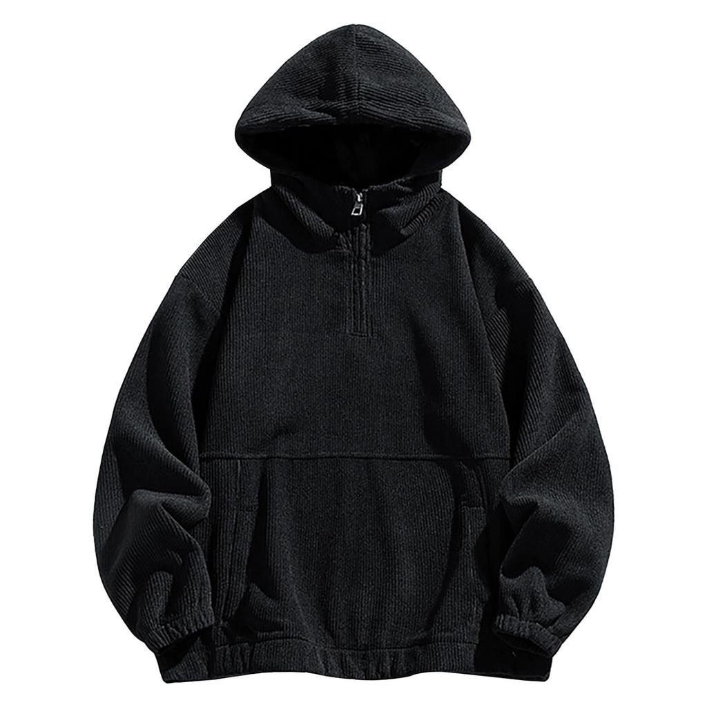 Herren 1/4 Zipper Kapuzenpulli Modische Gestreift Hoody Oversize Outdoor Sweatshirt Lightweight Kapuzenjacke Langärmliger Hoodie Elegant Einfarb
