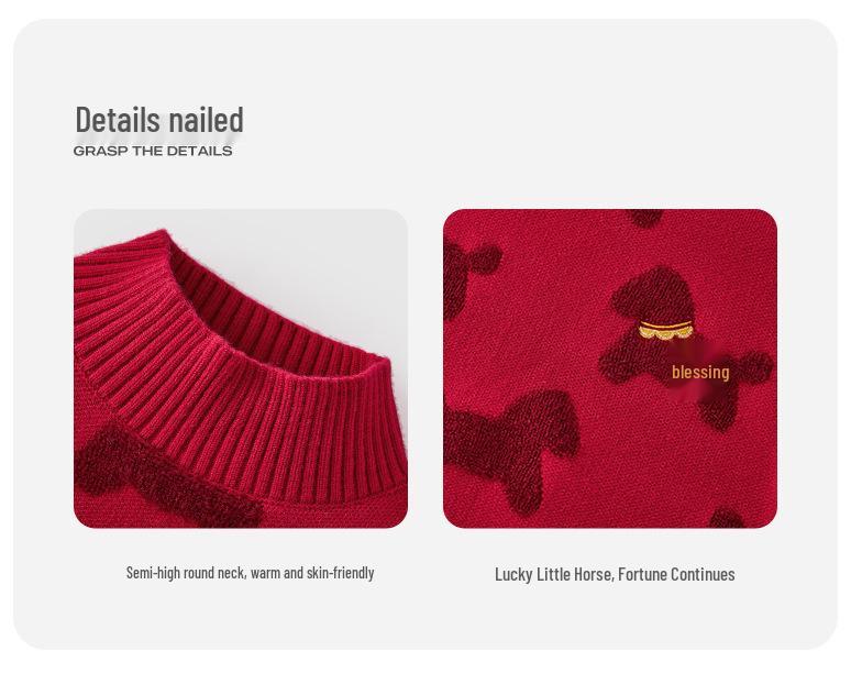 Antibacterial Temperature Lock Kids' Red Sweater - Autumn Pullover for Boys and Girls