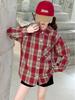 Girls' Plaid Long-Sleeve Shirt Jacket for Autumn 2025 - Fashionable Spring Top for Big Kids