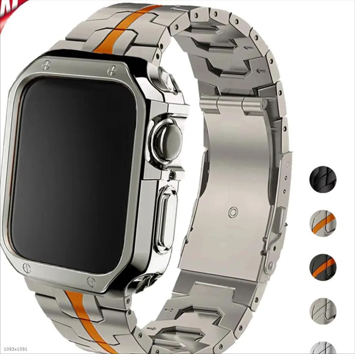 

Сталевий корпус-броня Залізної Людини з ТПУ ремінцем для Apple Watch 49mm (Ultra1/2)