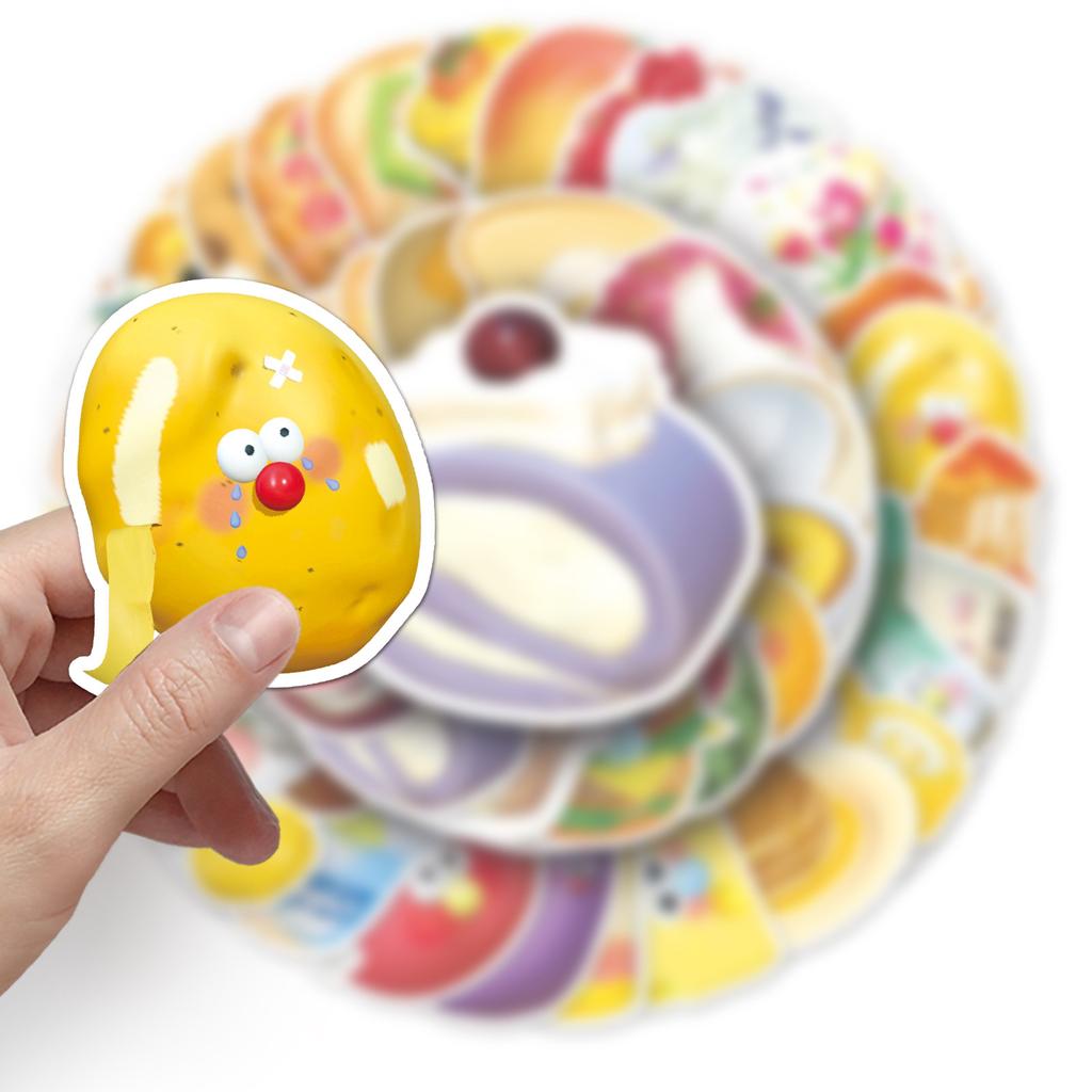 50 Pictures of 3D Food Personality Doodle Cartoon Cute Guka DIY Mobile Phone Case Suitcase Stickers Waterproof