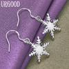 925 Sterling Silver Mesh Snowflake Wisiorek Kolczyki Biżuteria