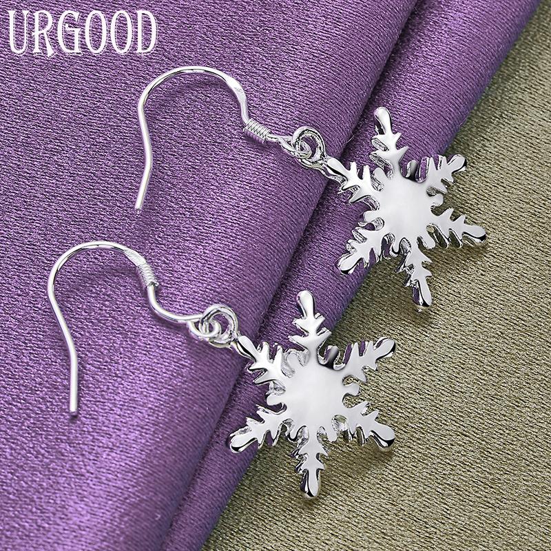 925 Sterling Silver Mesh Snowflake Wisiorek Kolczyki Biżuteria