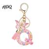 Compact Keychain Pink Series Pendant Sequins Heart Initial Letter Charm Key Chain