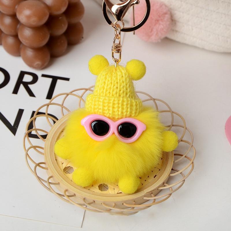 Cute Fluffy Elf Car Keychain With Real Rabbit Fur Ball