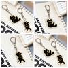 Acrylic Black Cat Keychain Cartoon Cute Black Cat Pendant  Mobile Phone Pendant