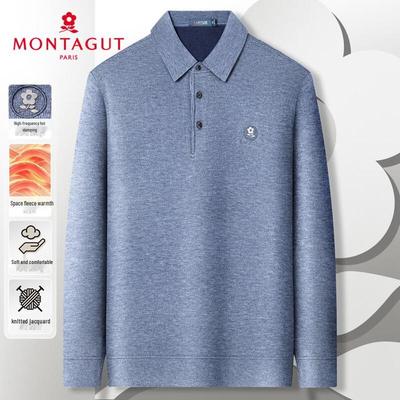 MONTAGUT Pánský pletený svetr s klopou a plyšovou podšívkou