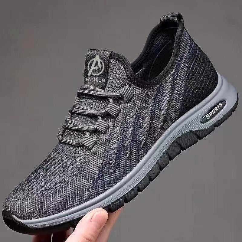 Flying Woven Breathable Men's Shoes New Soft-soled Sports Shoes Mesh Light Driving Casual Shoes Men