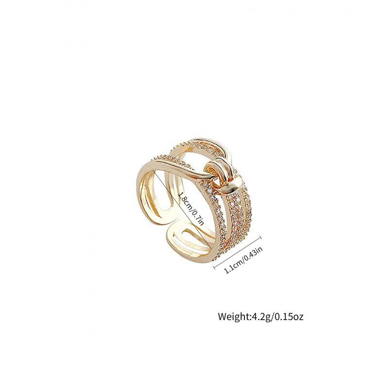 Korean Style Trendy Multi-layer Zirconia Knotted Adjustable Ring for Women - Fashionable Luxury Feel, Personalized Index Finger Ring
