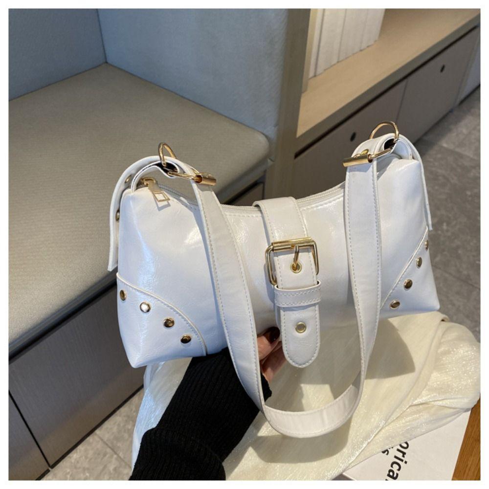 Y2k Rivet Shoulder Bag Vintage Spicy Girl Handbag Fashion Buckle Armpit Bag  Women