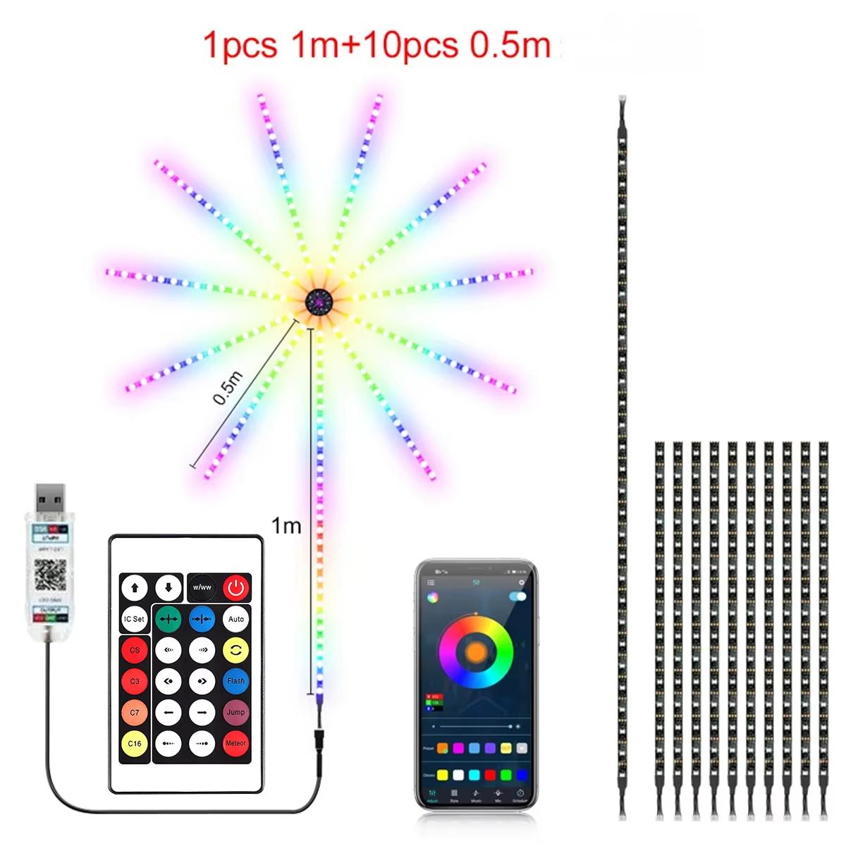 

Firework Strip Lights Remote App Control Festoon Lamp Music Sync For Living Room Christmas Indoor Party Decor Smart Fairy Light