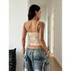 V Neck Lace Trim Slim Fit Sexy See Through Camisole Top