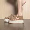 Fashion Women's wedge sandals buckle 2025 summer thick bottom hollow Roman barefoot comfortable shoes