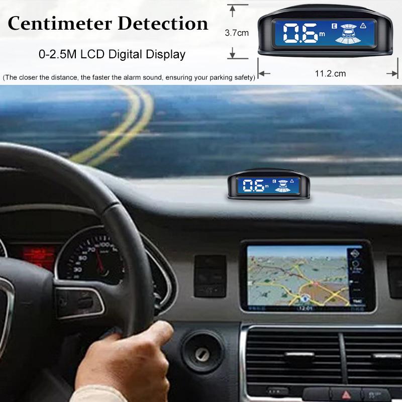 The LCD Monitoring 4-sensor Radar Detection System with Reversing Backlight Display Parking Sensor Has 12 Colors and 12V