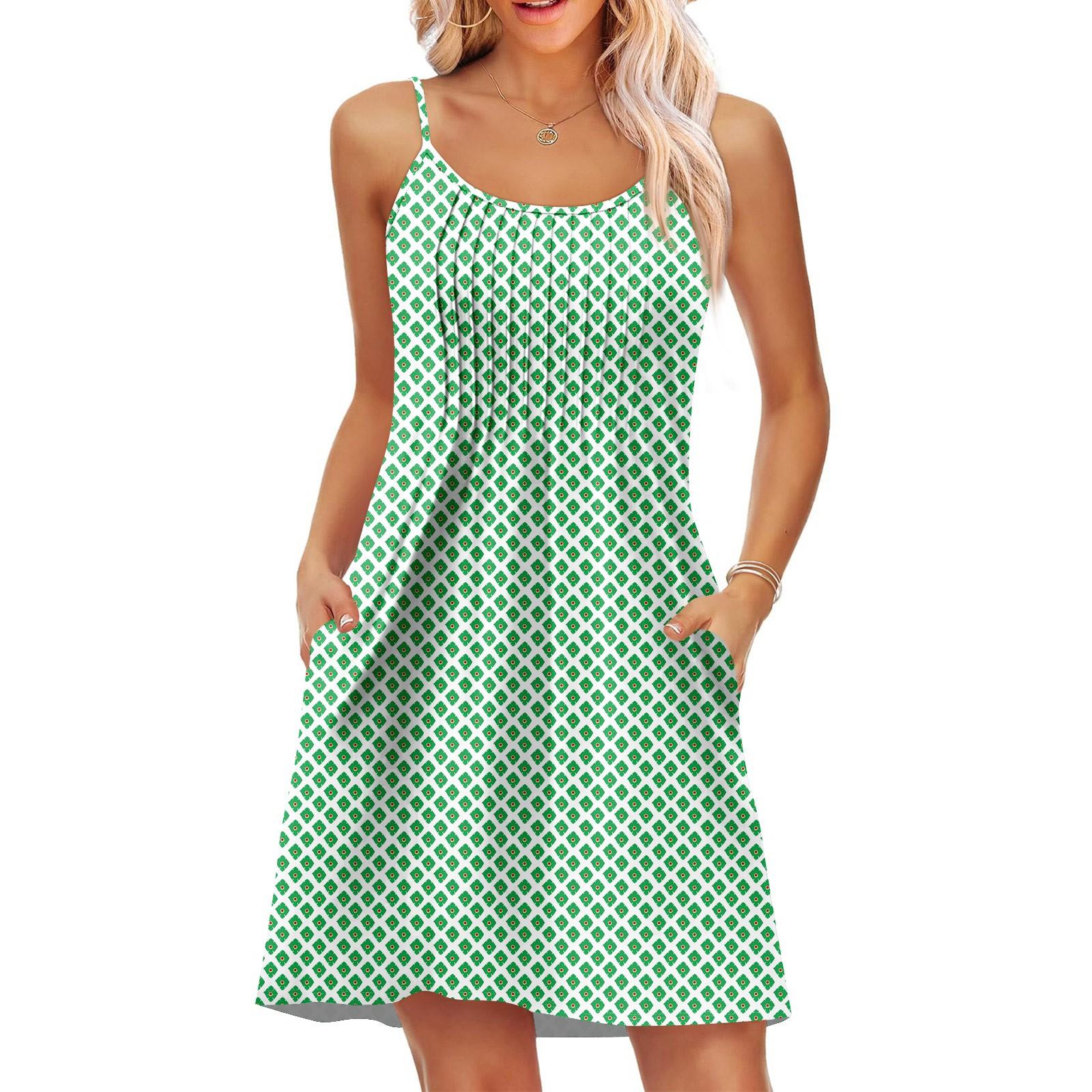 

Модное женское летнее платье с винтажным цветочным принтом, регулируемые бретельки для пляжного отдыха, повседневное платье с карманами XL