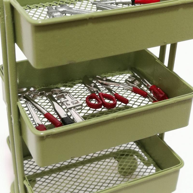 1:12 Doll House DollStainless Steel Handcart Supermarket Shopping Cart Mode Storage Toy Phone Food Holder Cute Gift For Kids