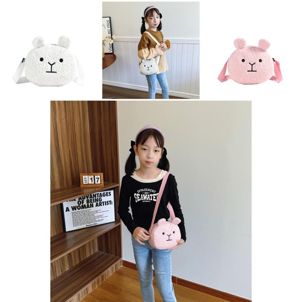 Adorable Mini Plush Dog Shoulder Bag For Kids Unisex Cute Cartoon Design In Black Cream Pink Brown
