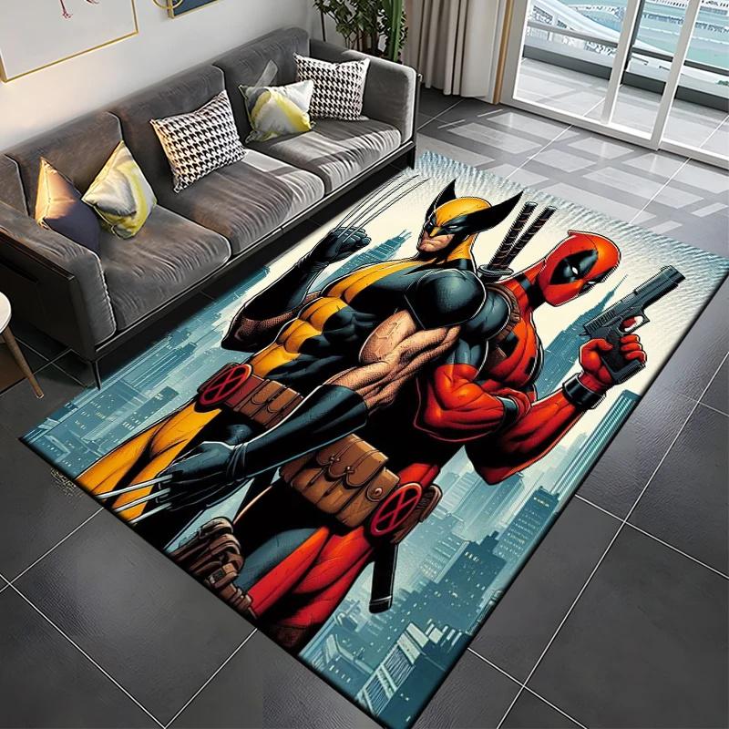 Marvel Spider Man Area Rug Cartoon Anime Deadpool 3D Carpet for Living Room Kitchen Bedroom Decor Floor Non Slip Mat Gift