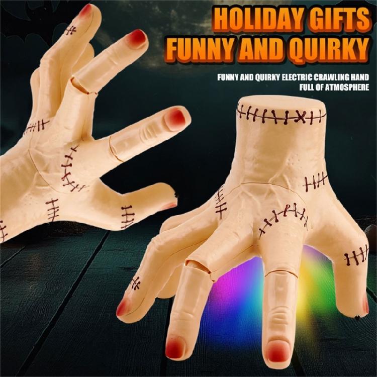 Horror Movie Themed Electric Crawling Hand With LED Lights Scary Noises And Sensor Triggered Movement Halloween Decoration