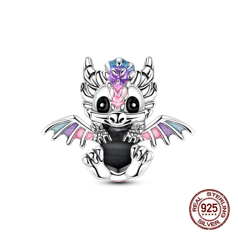 

New 925 Silver Charms Beads Fashion Fire Dragon Ice Dragon Egg Charms Fit Original Bracelets Charms For Man DIY Jewelry