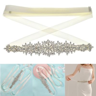 Sparkling Rhinestone Sash for Bridal Elegant Crystal Selftied Bridal Belt for Wedding Gowns Banquet Waist Decoration