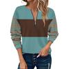 Women Casual Long Sleeve Basic Quarter Zipper Color Blocking Pullover Sweatshirts Casual Top Fall Clothes