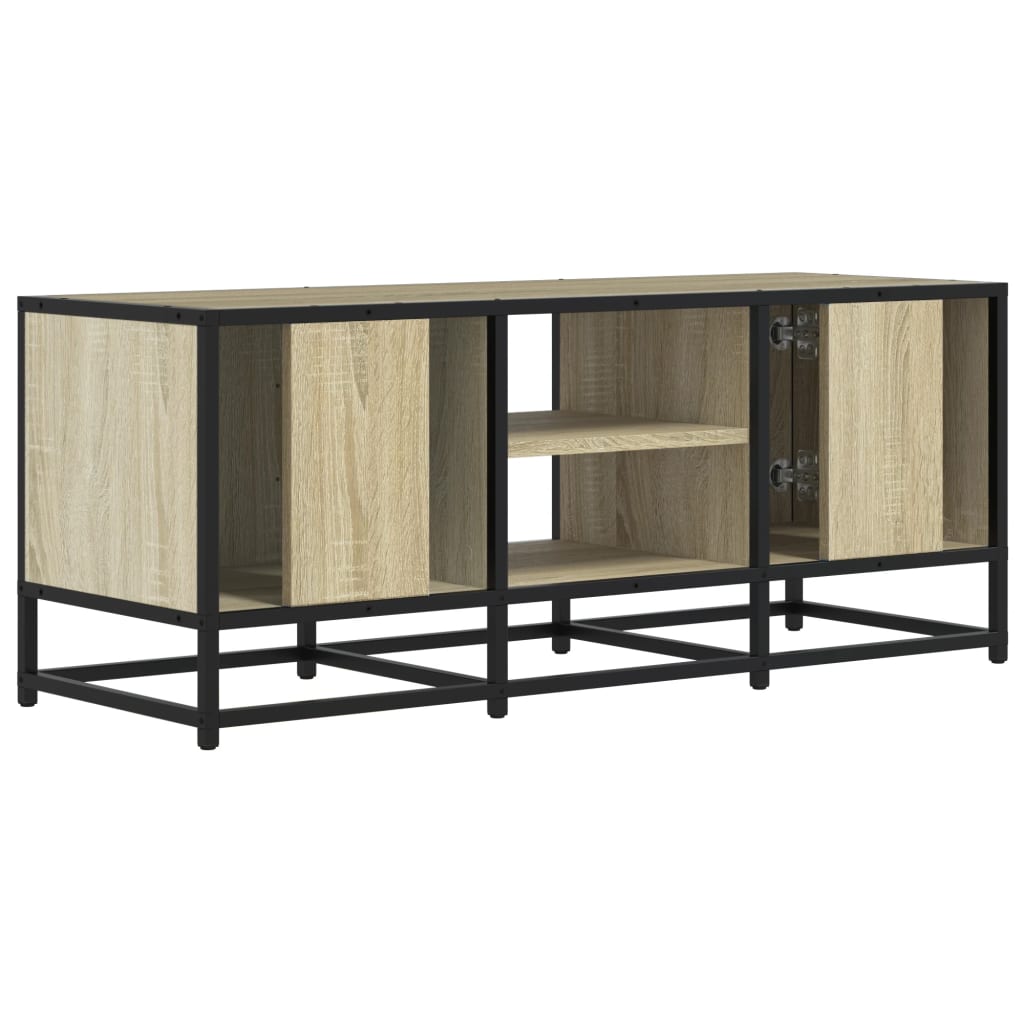 TV Cabinet in Sonoma Oak Finish 100 x 35 x 50 cm Made of Engineered Wood and Metal