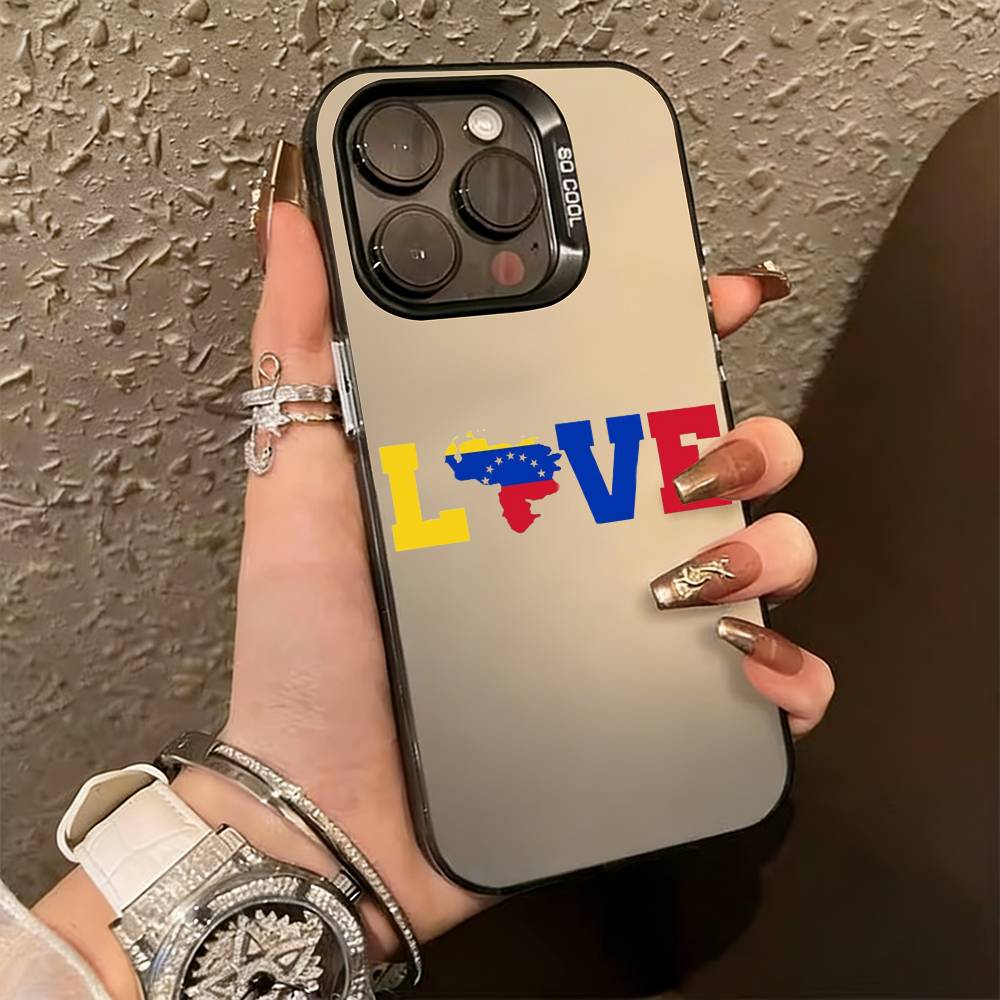 

Venezuela esthetic Art FLAG Phone Case For iPhone 17,16,15,14,13,12,11 Plus,Pro Max,XS,Colorful Silver Phone case Funda Cover iPhone15