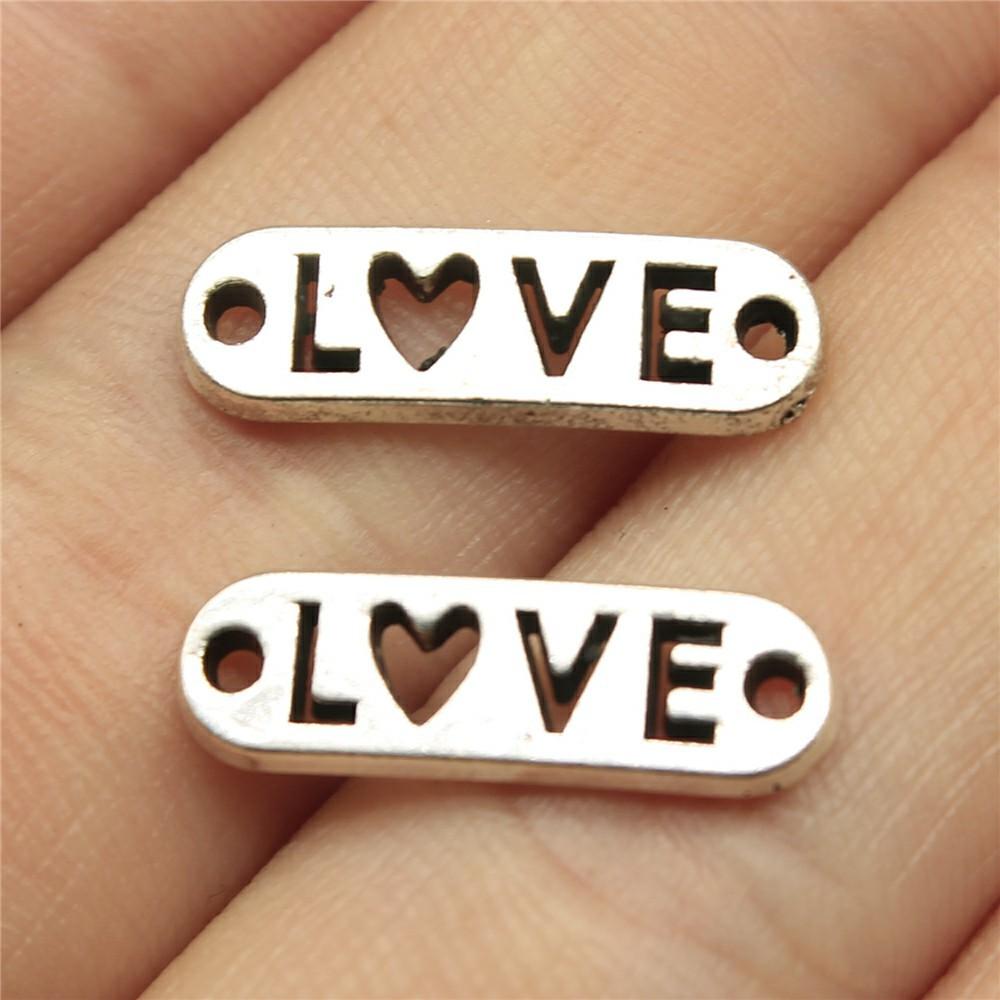 20 stuks Woord Connector Bedels Voor Sieraden Maken Antiek Brons Zilverkleurige Hangers DIY Ambachten Maken Onderdelen Tibetaanse Sieraden