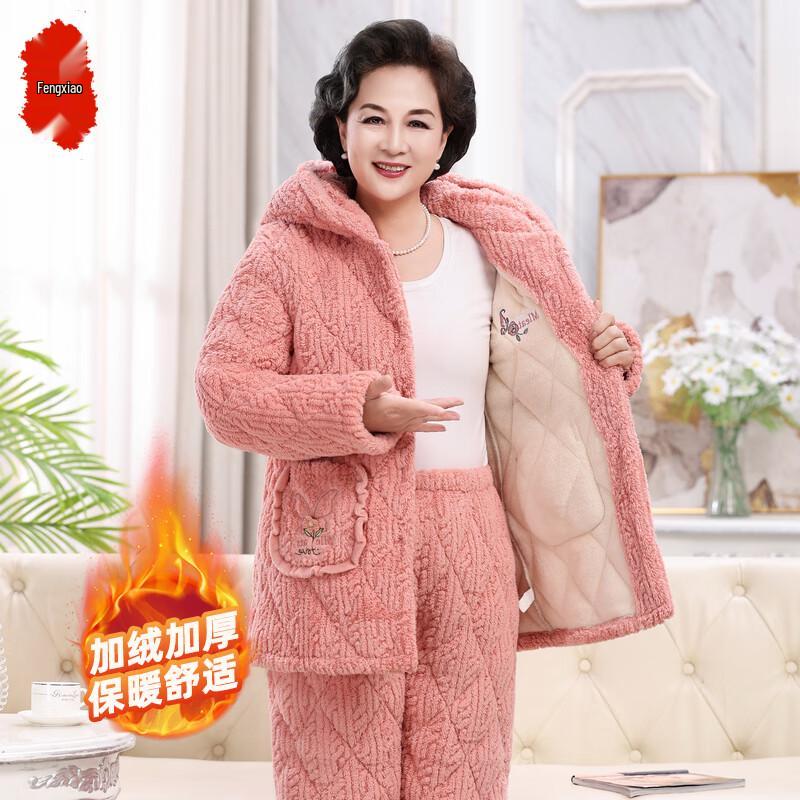 

Женский утолщенный плюшевый зимний пижамный комплект 2XL