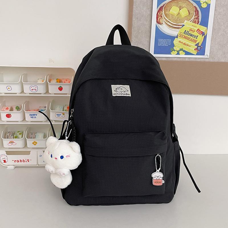 Schoolbag small fresh student schoolbag female Japanese cute solid color simple primary and secondary school student backpack leisure travel backpack