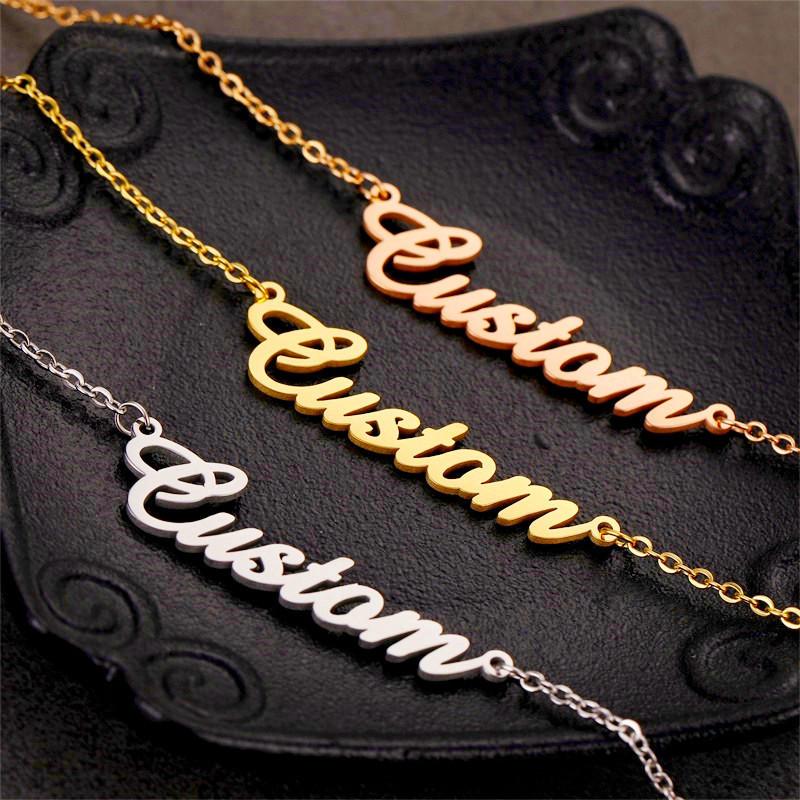Custom Letter Name Necklace Stainless Steel Minimalist Pendant Personalized Gift