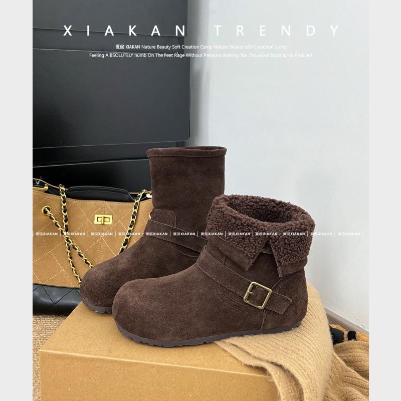 

Women s lightweight thick sole winter warm fur one snow boots plush lined non-slip casual sports cotton boots cotton shoes sneakers 40 темно-коричневого