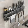Modern Single-Tier Wall-Mounted Multifunctional Non-Folding Kitchen Organizer Non-Perforated Carbon Steel Storage Rack Storage