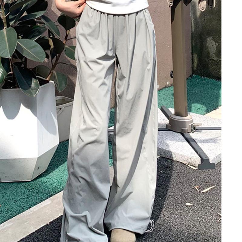 

Темно-синие рабочие брюки для женщин Весенне-летние новые брюки с высокой талией, драпирующиеся, прилегающие, широкие брюки, маленькие повседневные прямые брюки XL