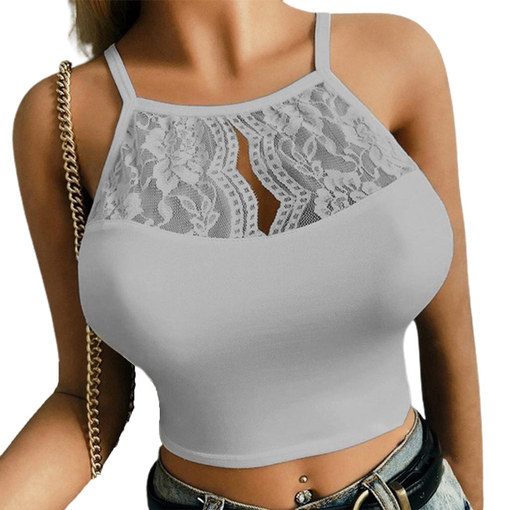 Femei Crop Corset Top Dantela Prin Sexy Bretele Hollow Out Vedeți Sutien