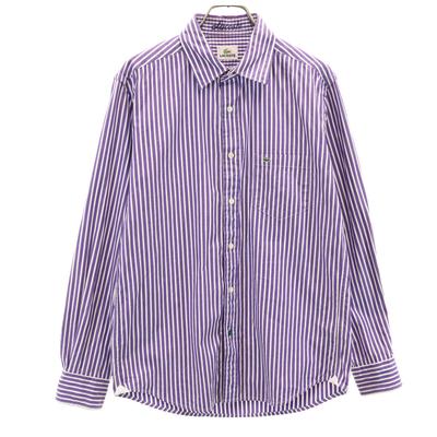 Striped Pattern Long Sleeve Cotton Shirt 3 Purple Men's Used