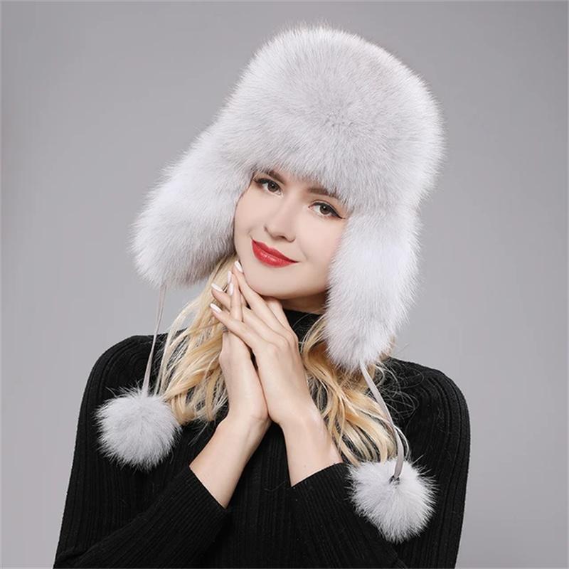 New hats Fox women Russian women Shanka pilot tripper snow hat