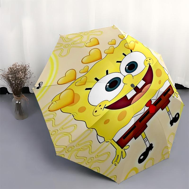 1pc SpongeBob SquarePantsOpen/Close Umbrella-Windproof, Compact Travel Umbrella, Sturdy 8-Rib Shaft, Outdoor Accessory, 1081